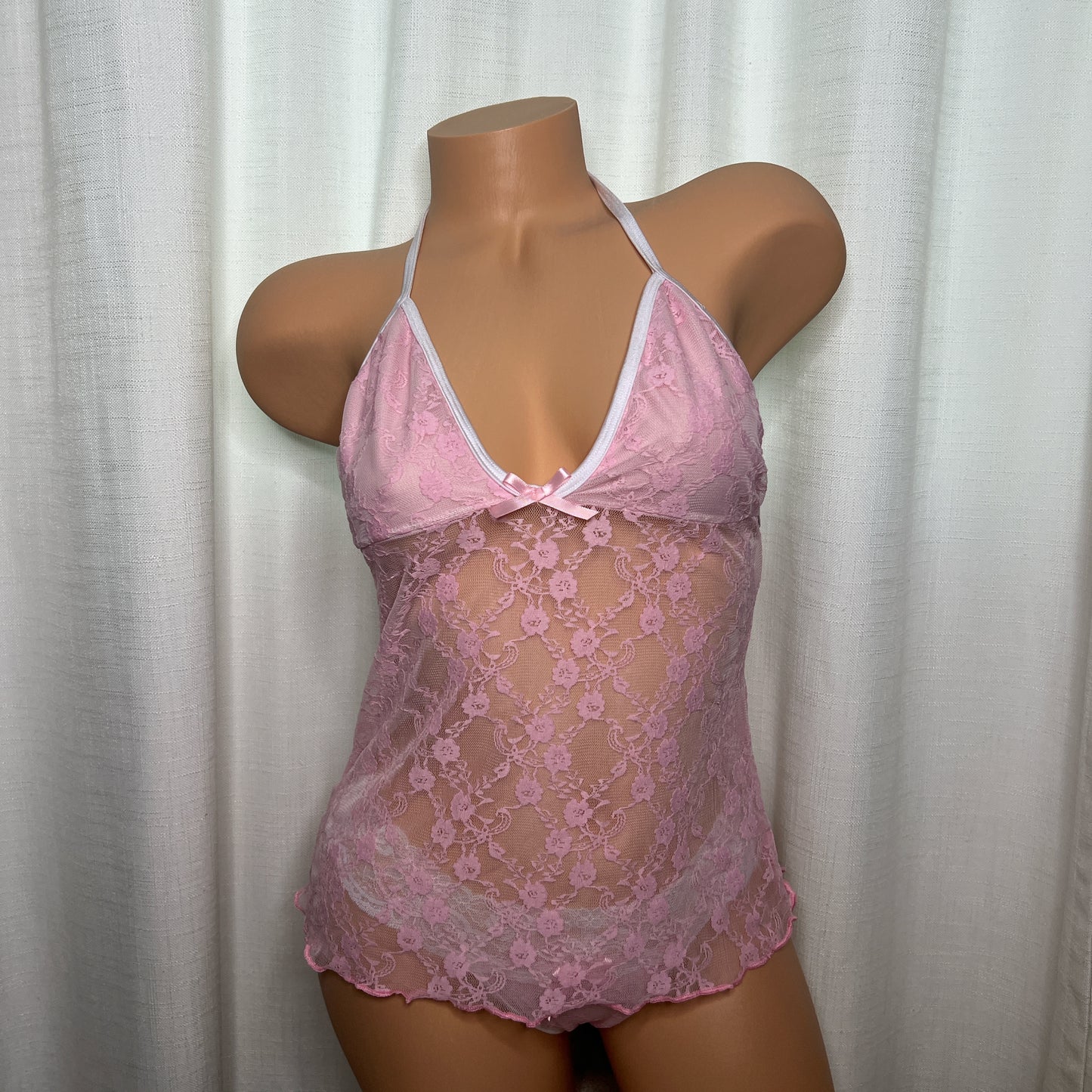 Baby Pink Floral Lingerie Cami Set