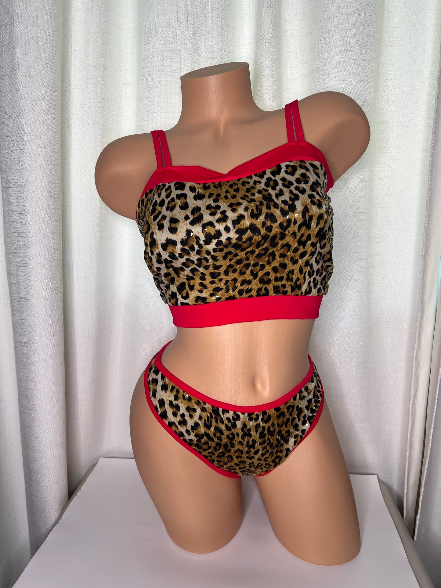 Red Leopard Print Tankini Set- Limited Edition