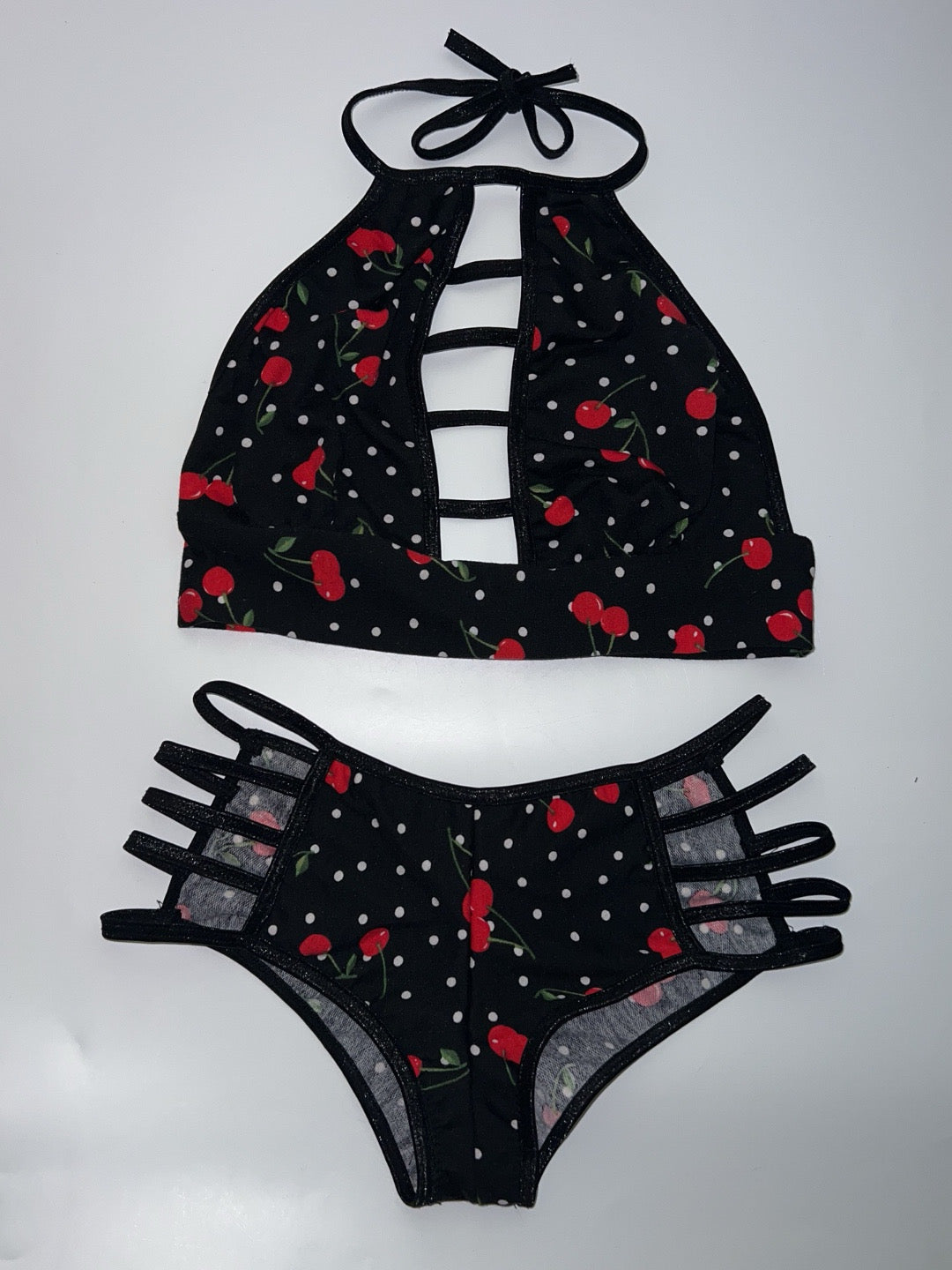 Cherry Print Peekaboo Two Piece Set