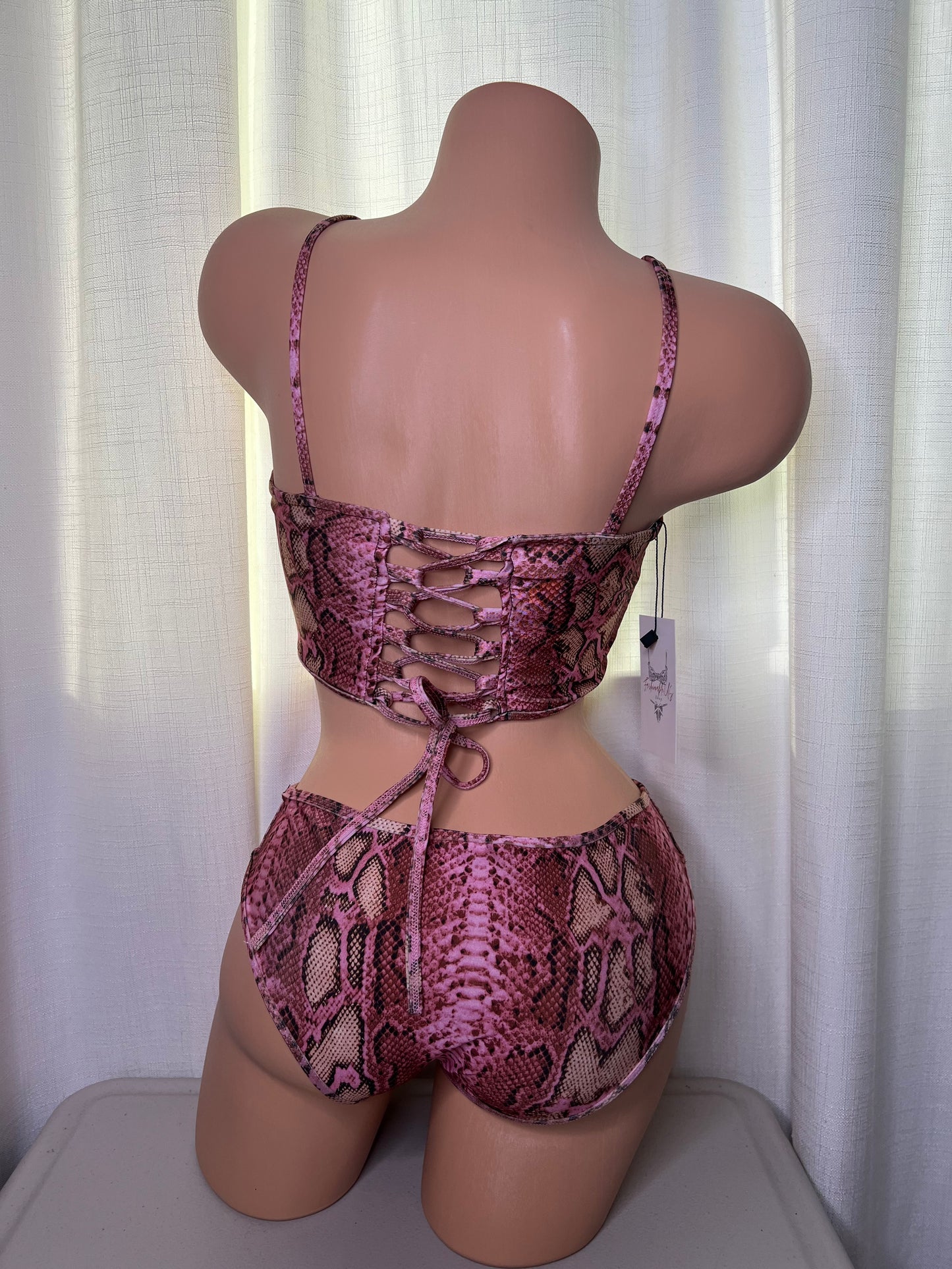 Snake Print Corset Swim Wear Set