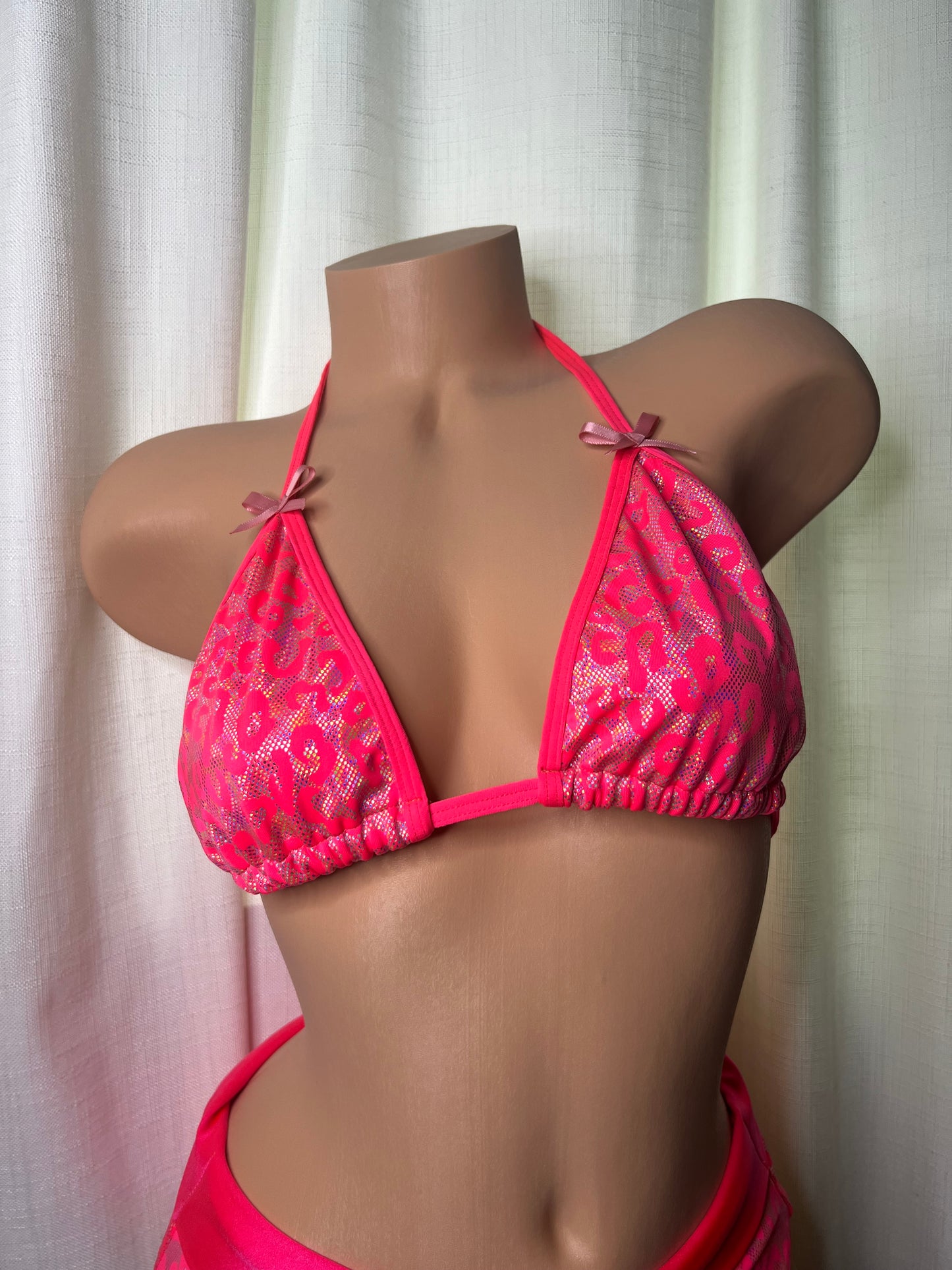 Pink Leopard Print Swim Shorts Set