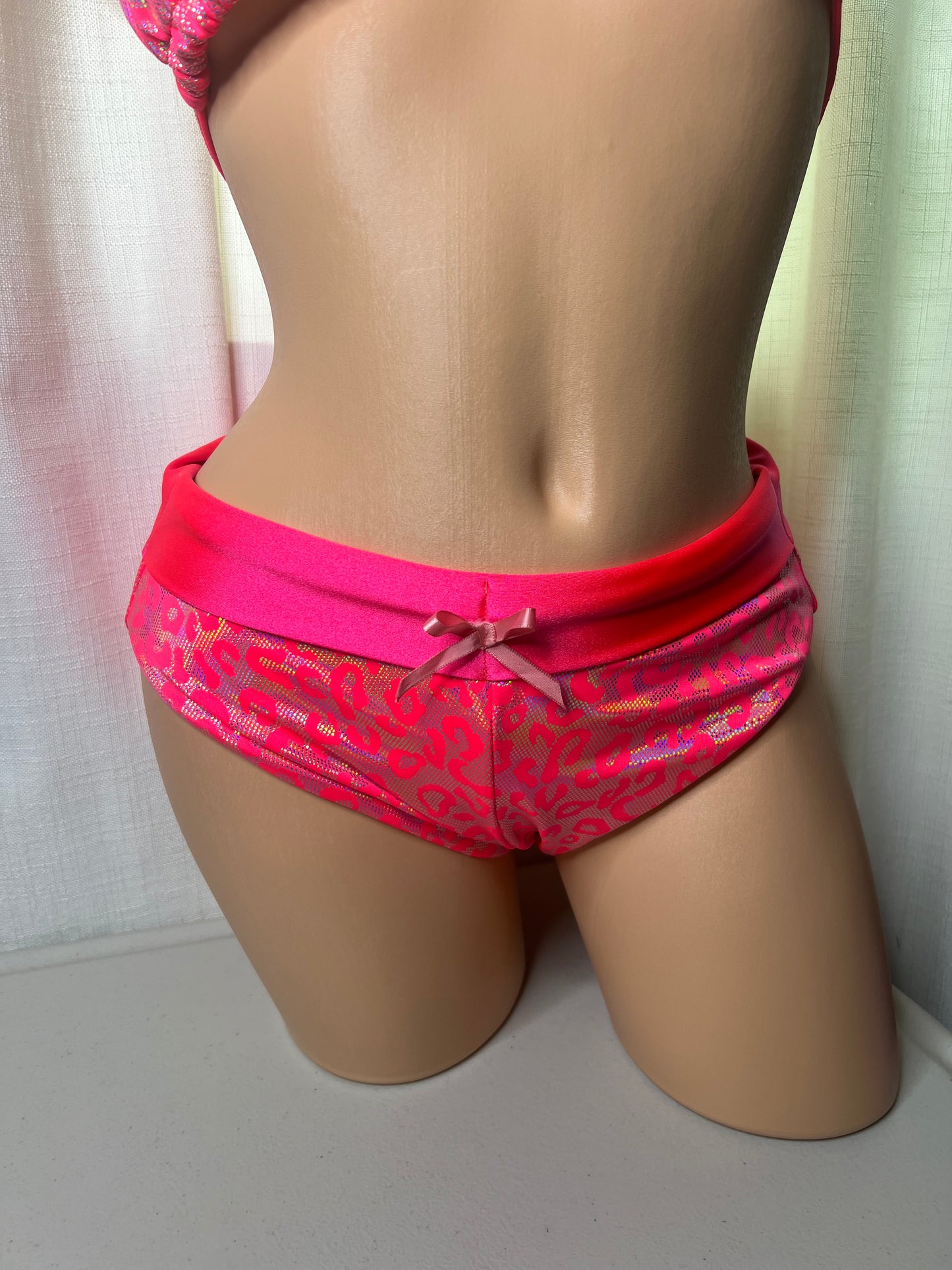 Pink Leopard Print Swim Shorts Set