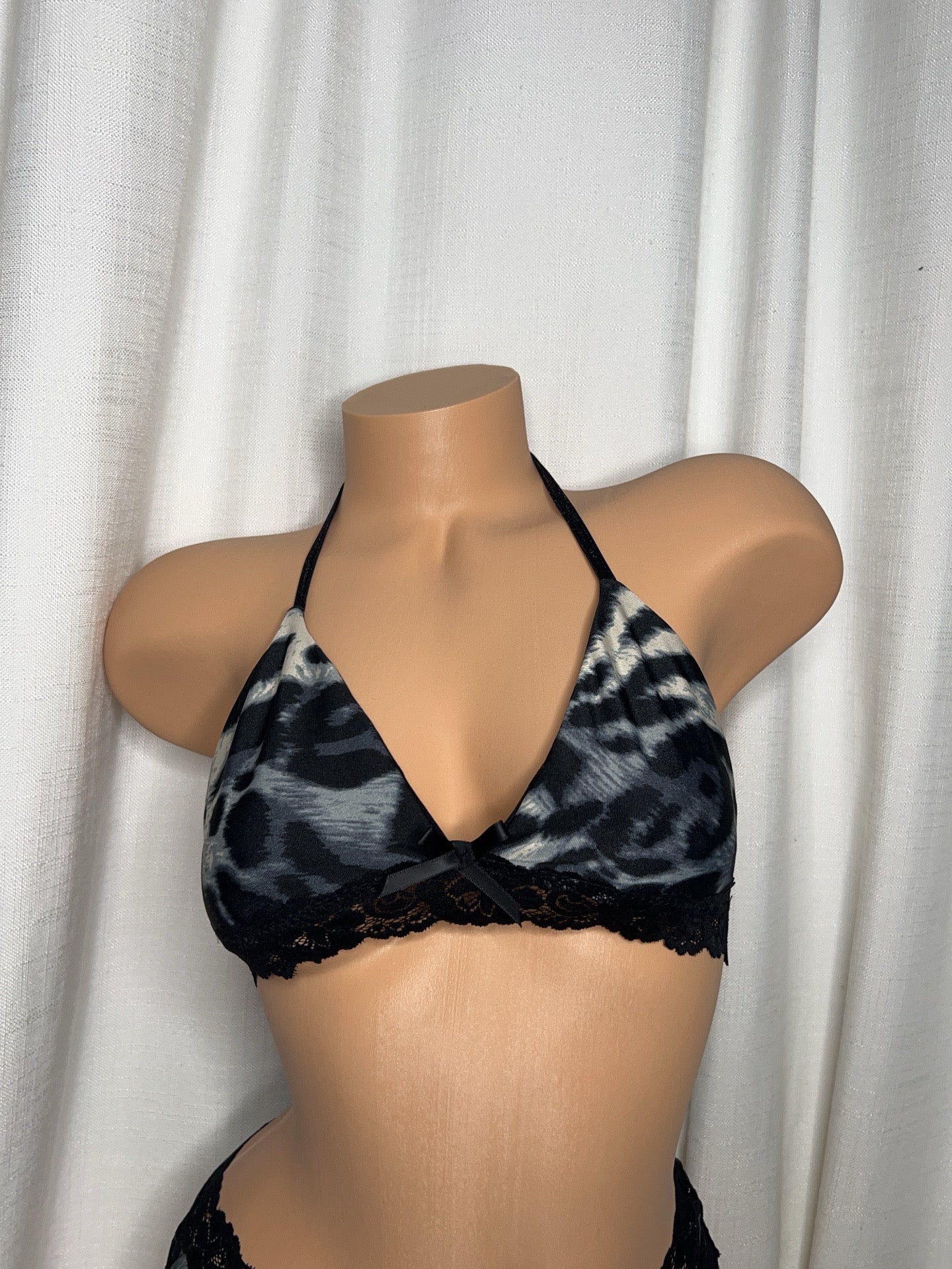 Animal Print Bralette Lingerie Two Piece Set