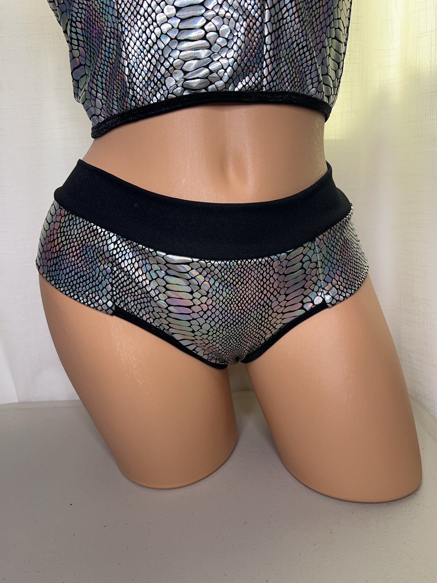 Silver Snake Print Corset Set- rave wear