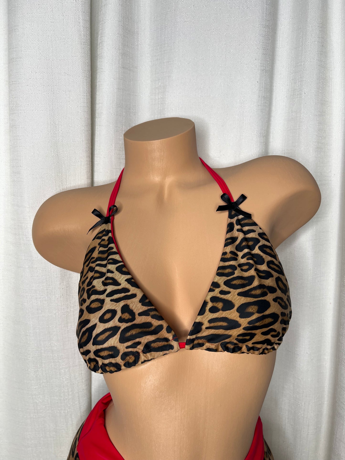 Sexy Red Cheetah Swim Short Set