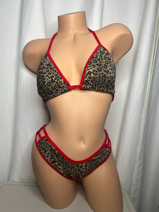 Red Cheetah Swim wear Set